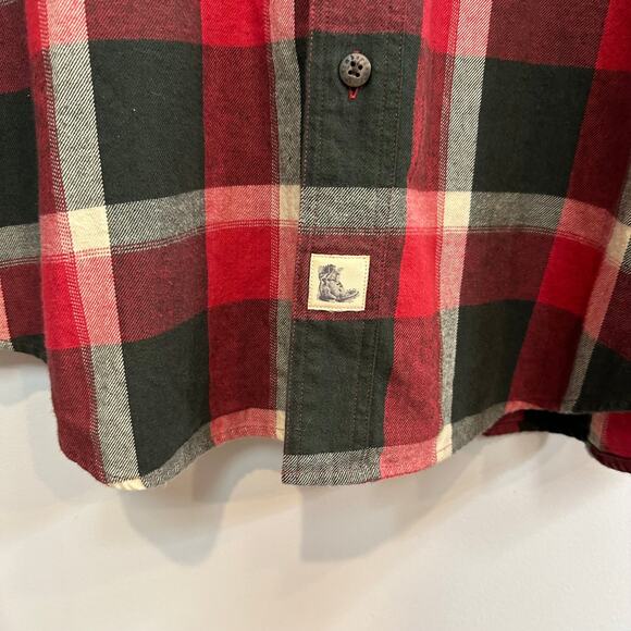 Timberland Flannel Shirt Button Down Plaid Checkered Red Green Cotton Large - Picture 3 of 5